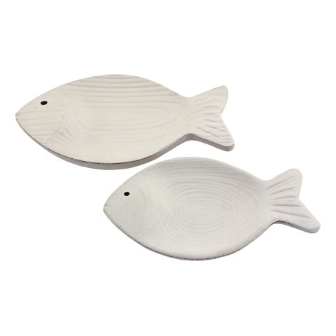 Schalen Fisch Set – dekorative Holzschalen im maritimen Design in Weiß