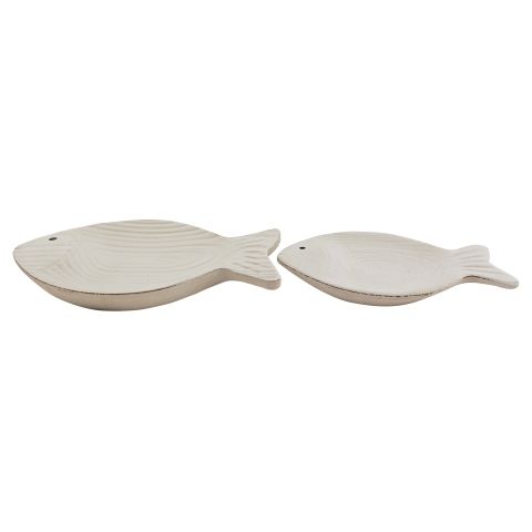 Schalen Fisch Set – dekorative Holzschalen im maritimen Design in Weiß
