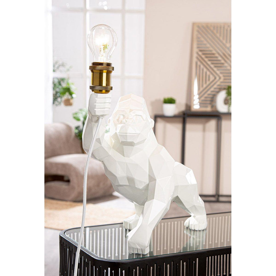 Tischleuchte, Gorilla, "Geo", Poly, weiß