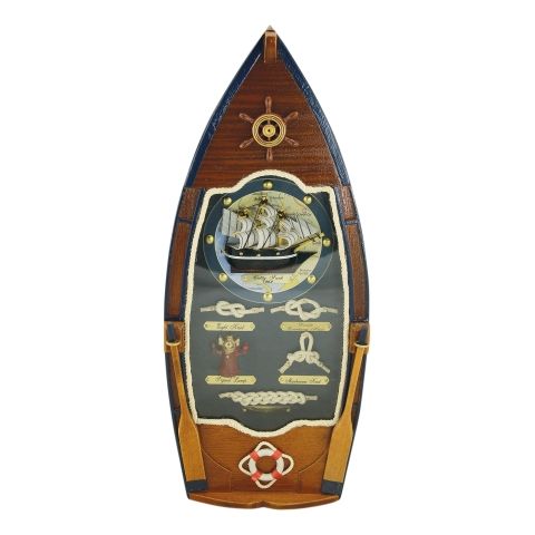 Schlüsselkasten Boot mit Knoten – maritimer Schlüsselschrank aus Holz und Glas