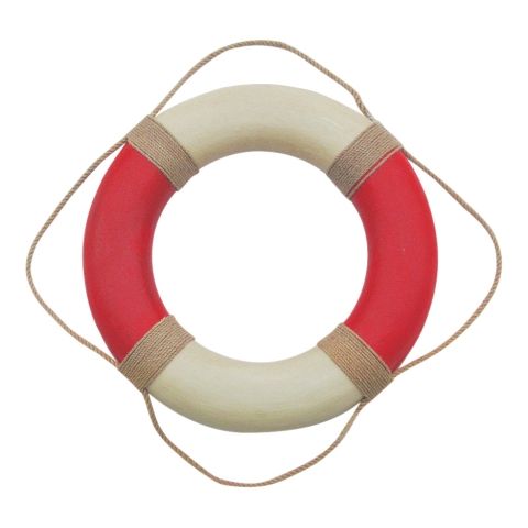 Wand Deko Rettungsring rot creme – großer maritimer Rettungsring im Vintage Küsten Stil