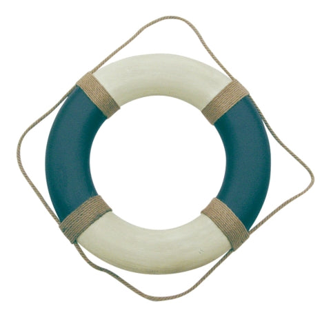 Wand Deko Rettungsring blau creme – großer maritimer Rettungsring im Vintage Küsten Stil