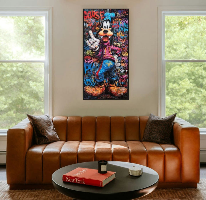 Wandbild Frame Graffiti Goofy – moderne Street Art, 60 × 120 cm