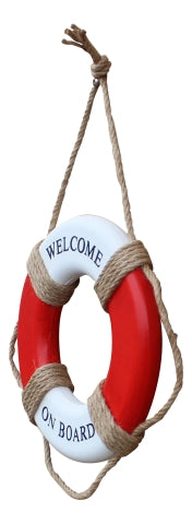 Wand Deko Rettungsring Welcome on Board – maritimer Rettungsring aus Holz im Küsten Stil