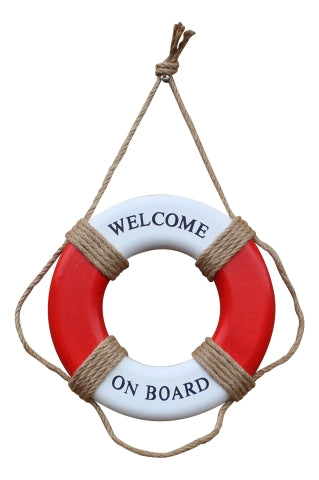 Wand Deko Rettungsring Welcome on Board – maritimer Rettungsring aus Holz im Küsten Stil