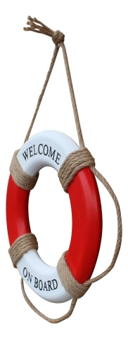 Wand Deko Rettungsring Welcome on Board – maritimer Rettungsring aus Holz im klassischen Küsten Stil