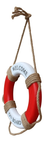 Wand Deko Rettungsring Welcome on Board – maritimer Rettungsring aus Holz im klassischen Küsten Stil