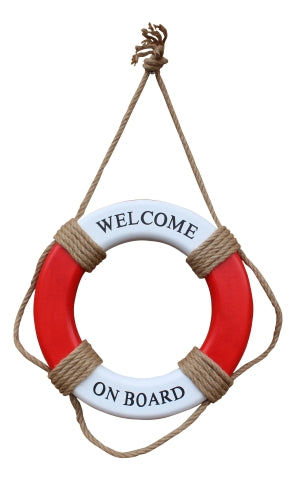 Wand Deko Rettungsring Welcome on Board – maritimer Rettungsring aus Holz im klassischen Küsten Stil