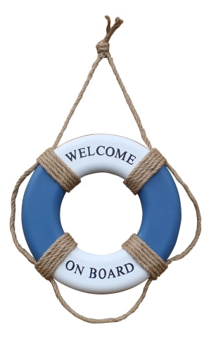 Wand Deko Rettungsring Welcome on Board – maritimer Rettungsring aus Holz im Küsten Stil