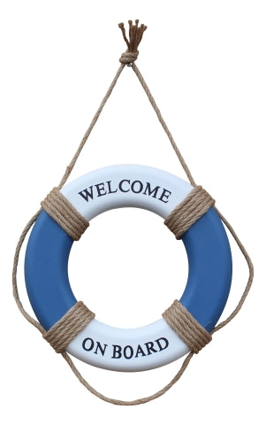 Wand Deko Rettungsring Welcome on Board – maritimer Rettungsring aus Holz im Küsten Stil