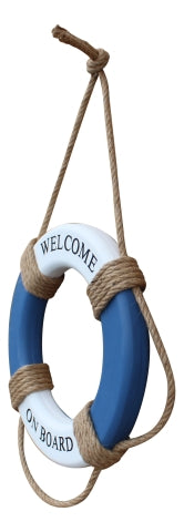 Wand Deko Rettungsring Welcome on Board – maritimer Rettungsring aus Holz im Küsten Stil