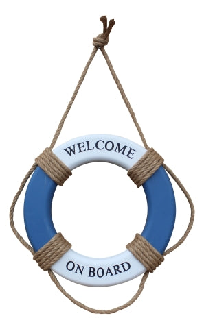 Wand Deko Rettungsring Welcome on Board – maritimer Rettungsring aus Holz im Küsten Stil
