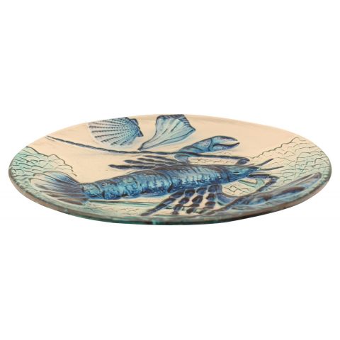 Glasteller Hummer – maritimer Dekoteller aus Glas in Blau Weiß Ø 30,5 cm