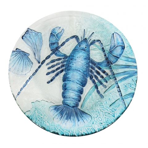 Glasteller Hummer – maritimer Dekoteller aus Glas in Blau Weiß Ø 30,5 cm
