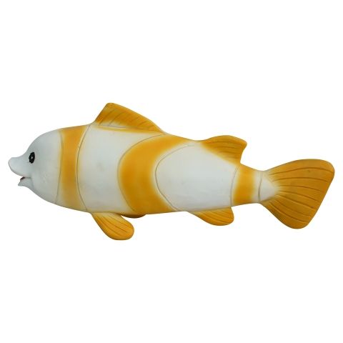 Deko Fisch – maritime Fischfigur in Weiß und Gelb aus Kunstharz