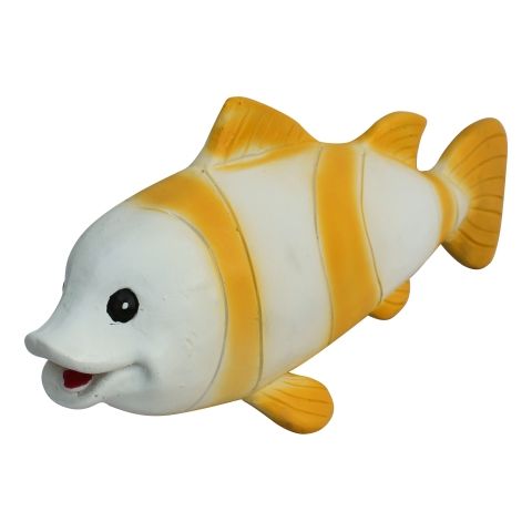 Deko Fisch – maritime Fischfigur in Weiß und Gelb aus Kunstharz