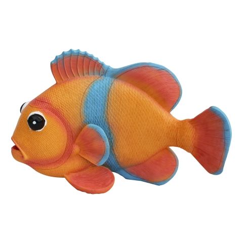 Deko Fisch – maritime Fischfigur in Orange und Blau aus Kunstharz