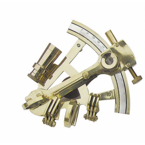 Sextant aus Messing mit Holzbox, 12 × 11 cm