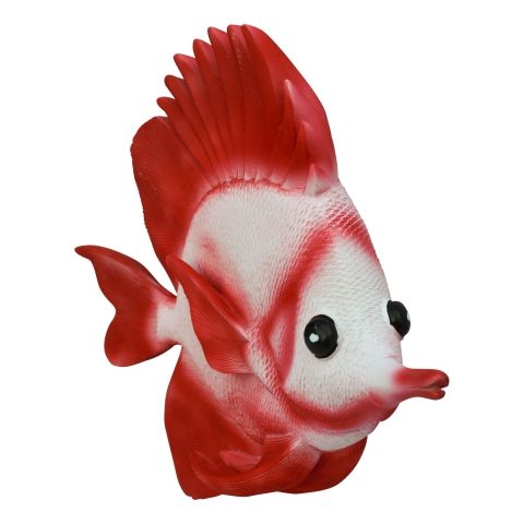 Wand Deko Fisch – maritimes Halbrelief in Rot und Weiß aus Kunstharz