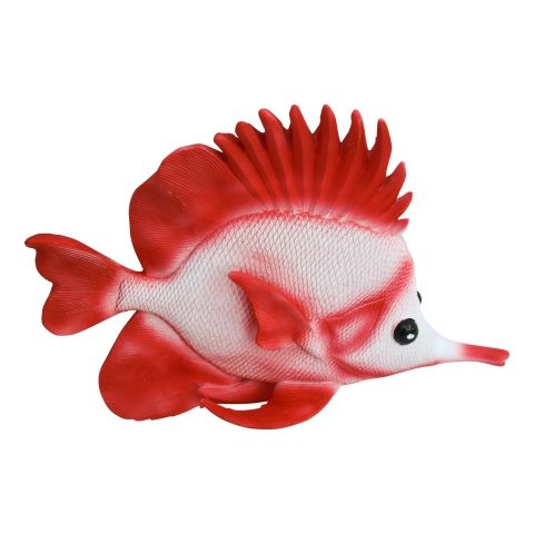 Wand Deko Fisch – maritimes Halbrelief in Rot und Weiß aus Kunstharz