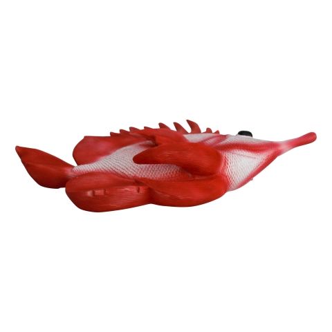 Wand Deko Fisch – maritimes Halbrelief in Rot und Weiß aus Kunstharz