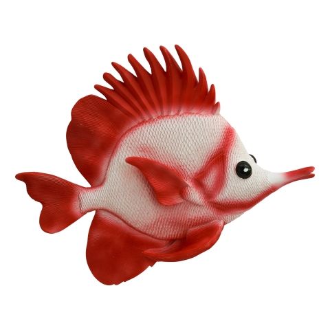 Wand Deko Fisch – maritimes Halbrelief in Rot und Weiß aus Kunstharz