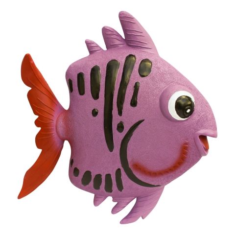 Wand Deko Fisch – maritimes Halbrelief in Violett aus Kunstharz