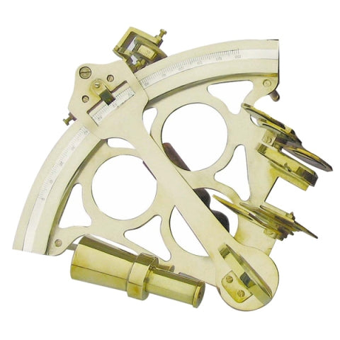 Sextant aus Messing mit Microeinstellung in Holzbox, ca. 23 × 23,5 cm