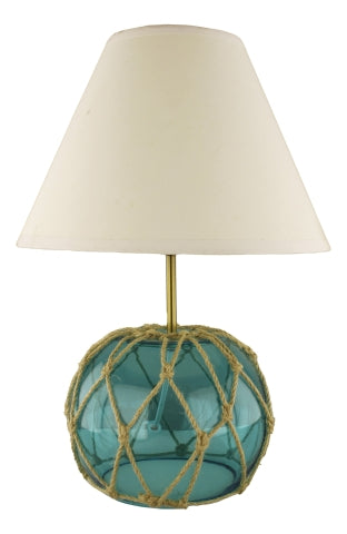 Leuchte Fischerkugel – maritime Tischlampe aus Glas mit Netzdesign