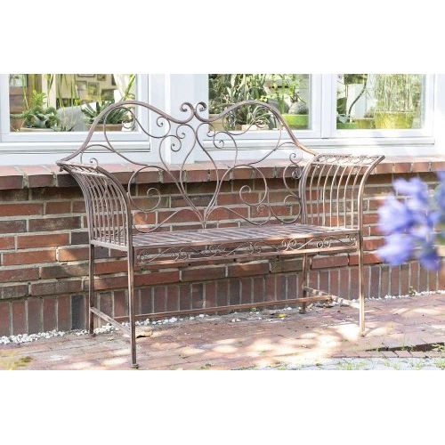 Gartenbank 97,5 cm – romantische Metallbank aus Eisen in Braun