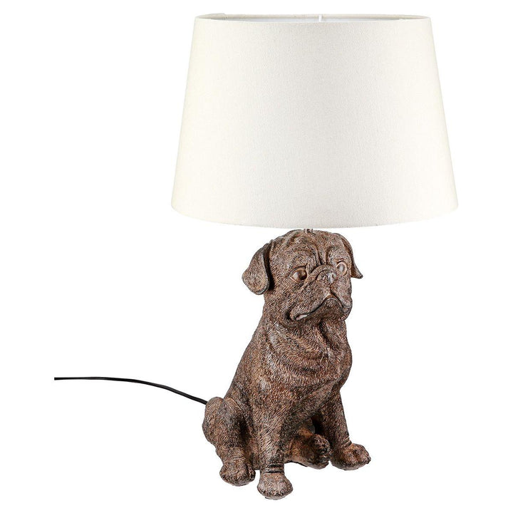 Tischleuchte, Hund, "Mops", Kunstharz