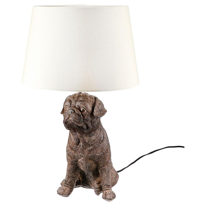 Tischleuchte, Hund, "Mops", Kunstharz