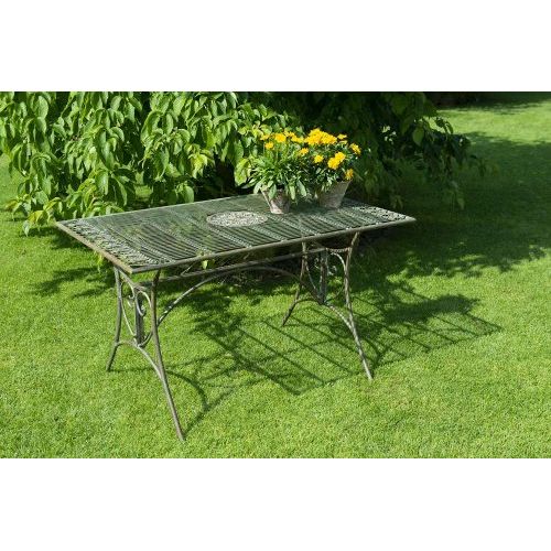 Gartentisch 130 cm – eleganter Metalltisch aus Eisen in Braun Grün