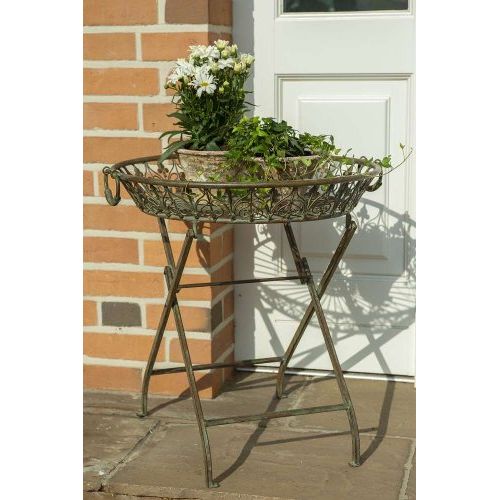 Beistelltisch 63 cm – dekorativer Metalltisch aus Eisen in Braun Grün