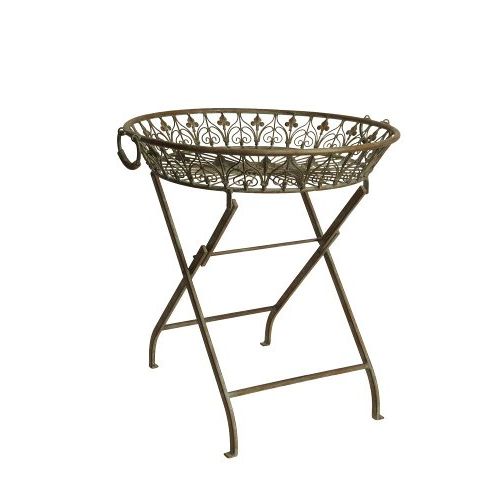 Beistelltisch 63 cm – dekorativer Metalltisch aus Eisen in Braun Grün