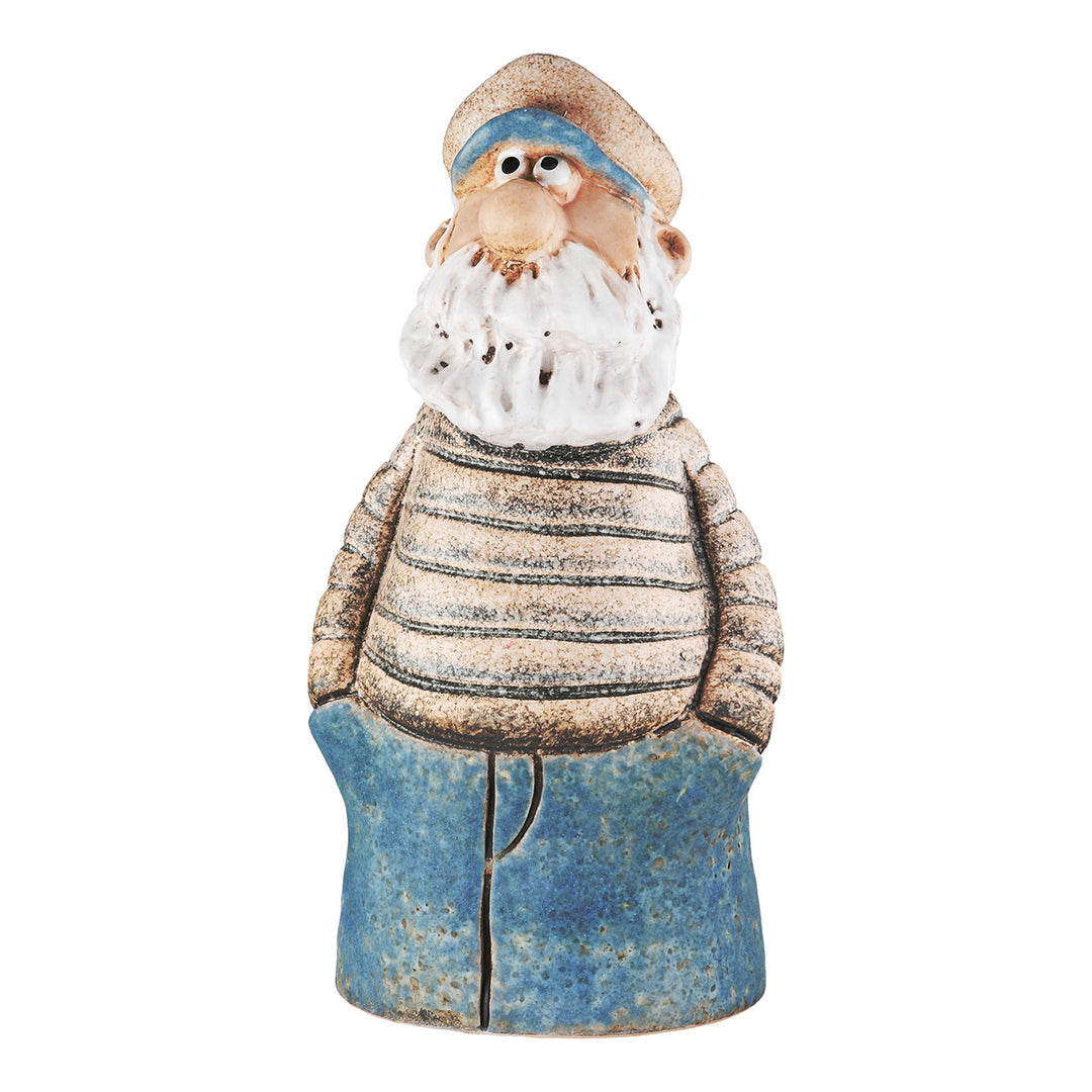 Zaunfigur Seemann Jakob – maritime Keramikfigur im 2er Set in Blau und Naturtönen