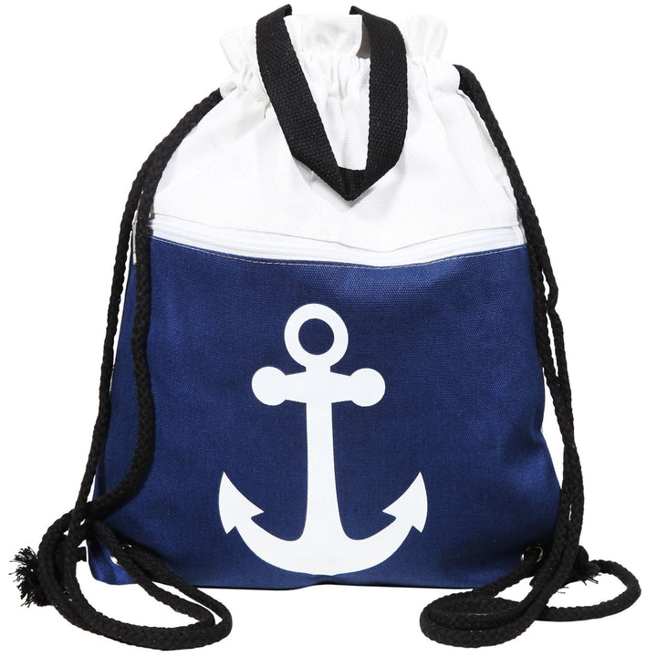 Turnbeutel Anker mit Reißverschluss – maritimer Rucksackbeutel aus Textil in 5 Farben