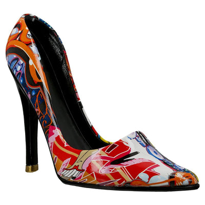 Flaschenhalter, Schuh, "Street Art Pumps", Graffiti, Kunstharz