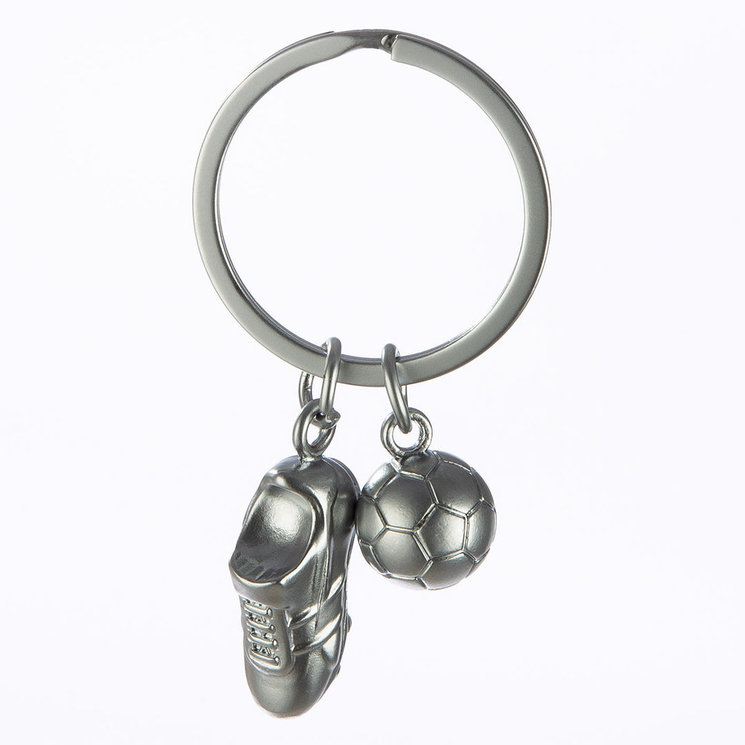 Schlüsselanhänger Fußball Set – Ball und Schuh aus Metall
