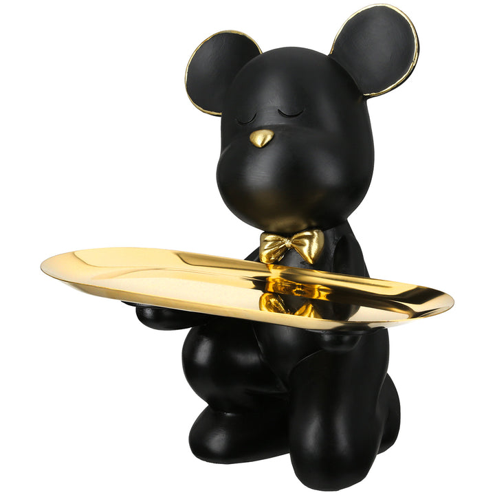 Figur „Bär Bruno“ mit goldfarbenem Tablett