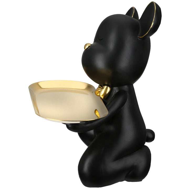 Figur „Bär Bruno“ mit goldfarbenem Tablett