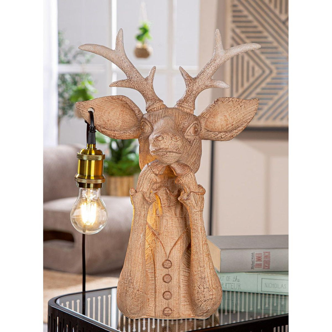 Tischleuchte „Lady Deer“ – Hirsch-Dame aus Kunstharz, 46 cm