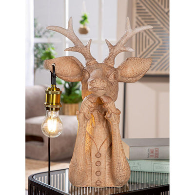 Tischleuchte „Lady Deer“ – Hirsch-Dame aus Kunstharz, 46 cm