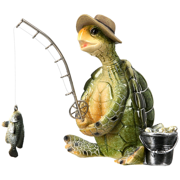 Dekofigur Schildkröte beim Angeln