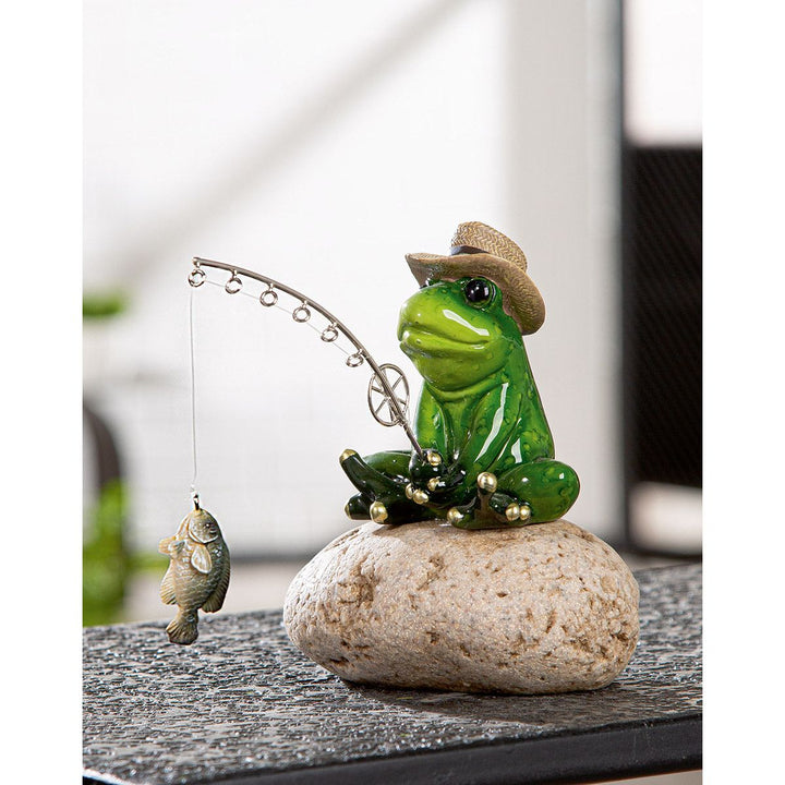 Dekofigur Frosch beim Angeln