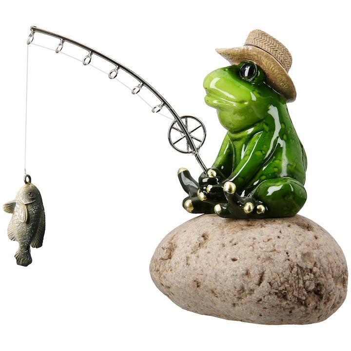 Dekofigur Frosch beim Angeln