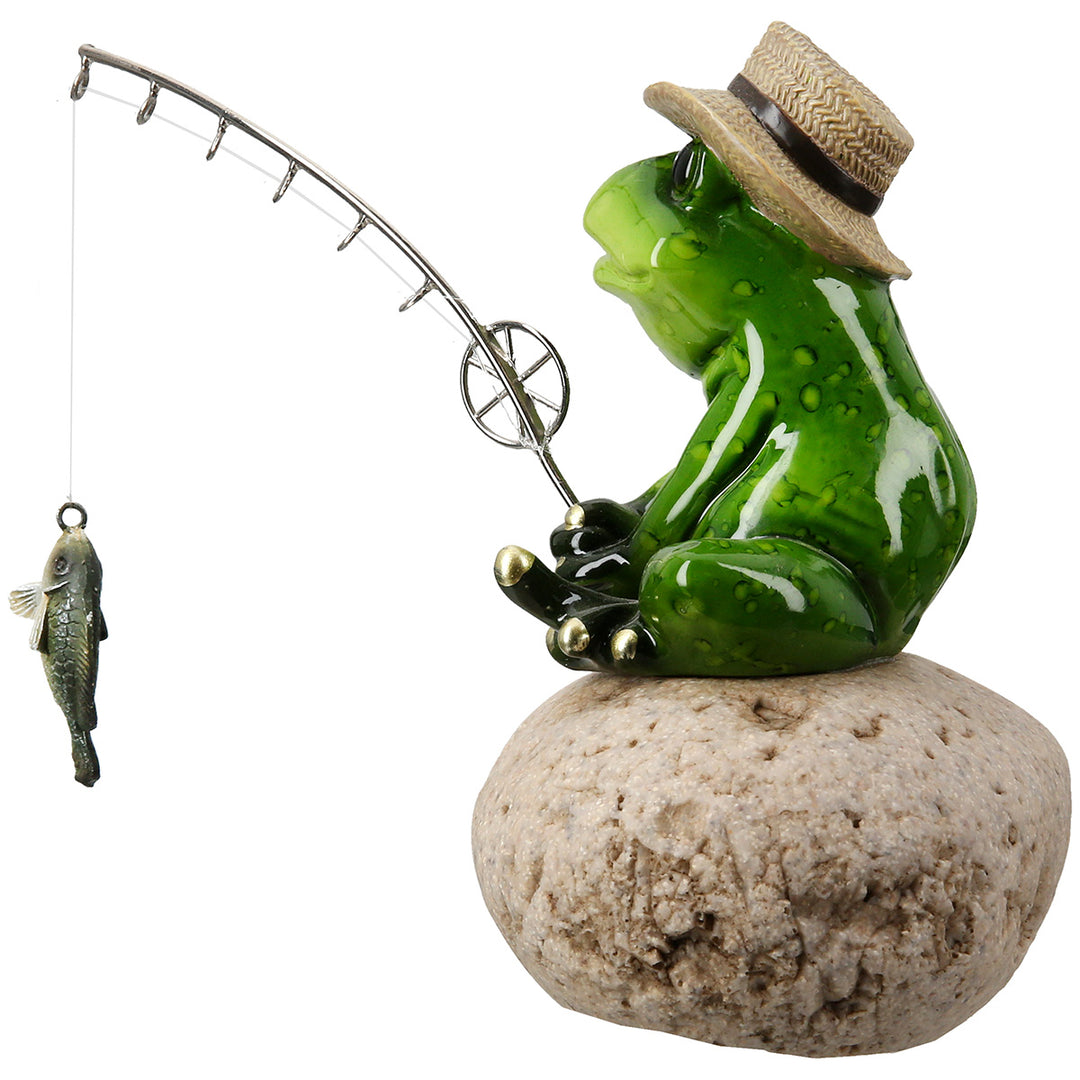 Dekofigur Frosch beim Angeln