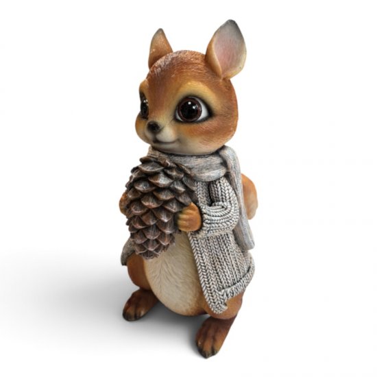 Eichhörnchen groß – winterliche Dekofigur aus Kunstharz, 26 cm