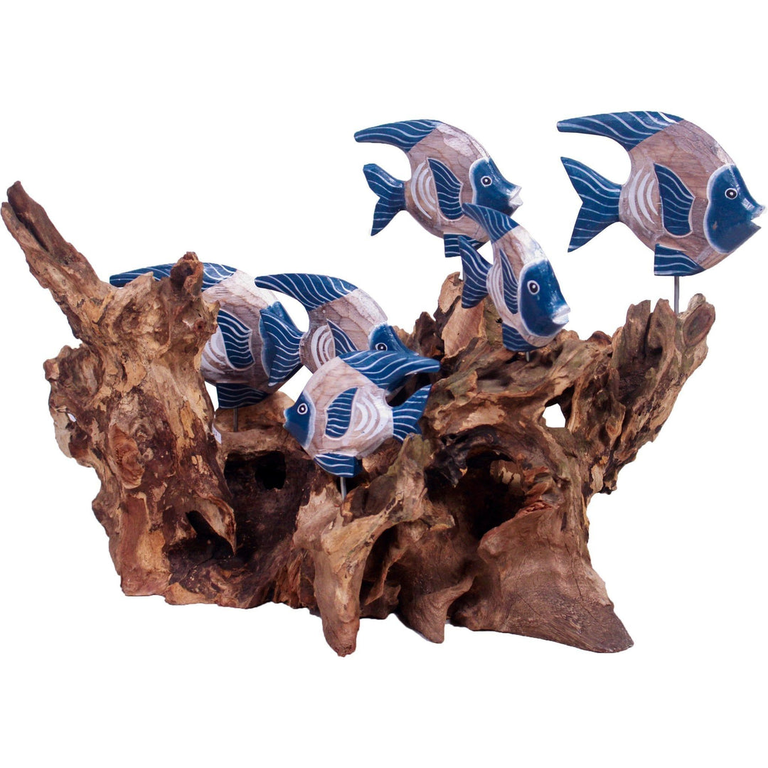 6 Fische Wimpel auf Holzwurzel 35x40 cm - Luxurelle-Shop