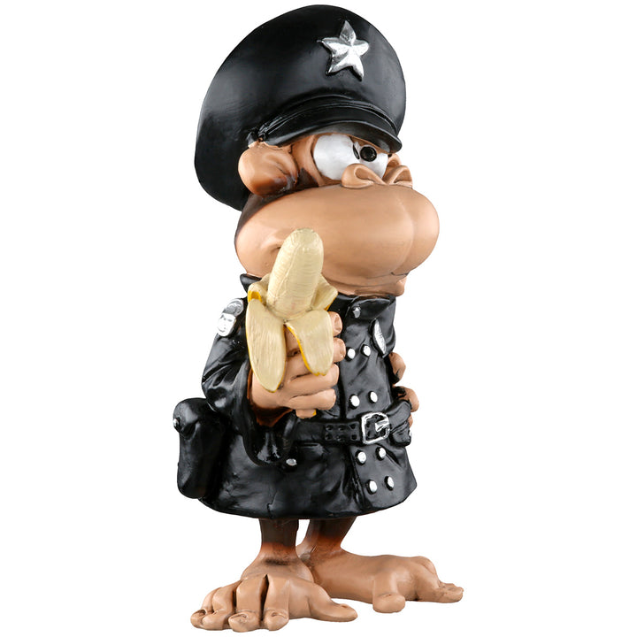 Dekofigur Affe als Polizist – witzige Kunstharz Figur mit Banane